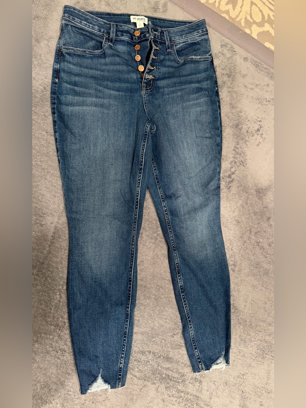 Maurices Dark Blue High-Rise Skinny Jeans with Button Fly